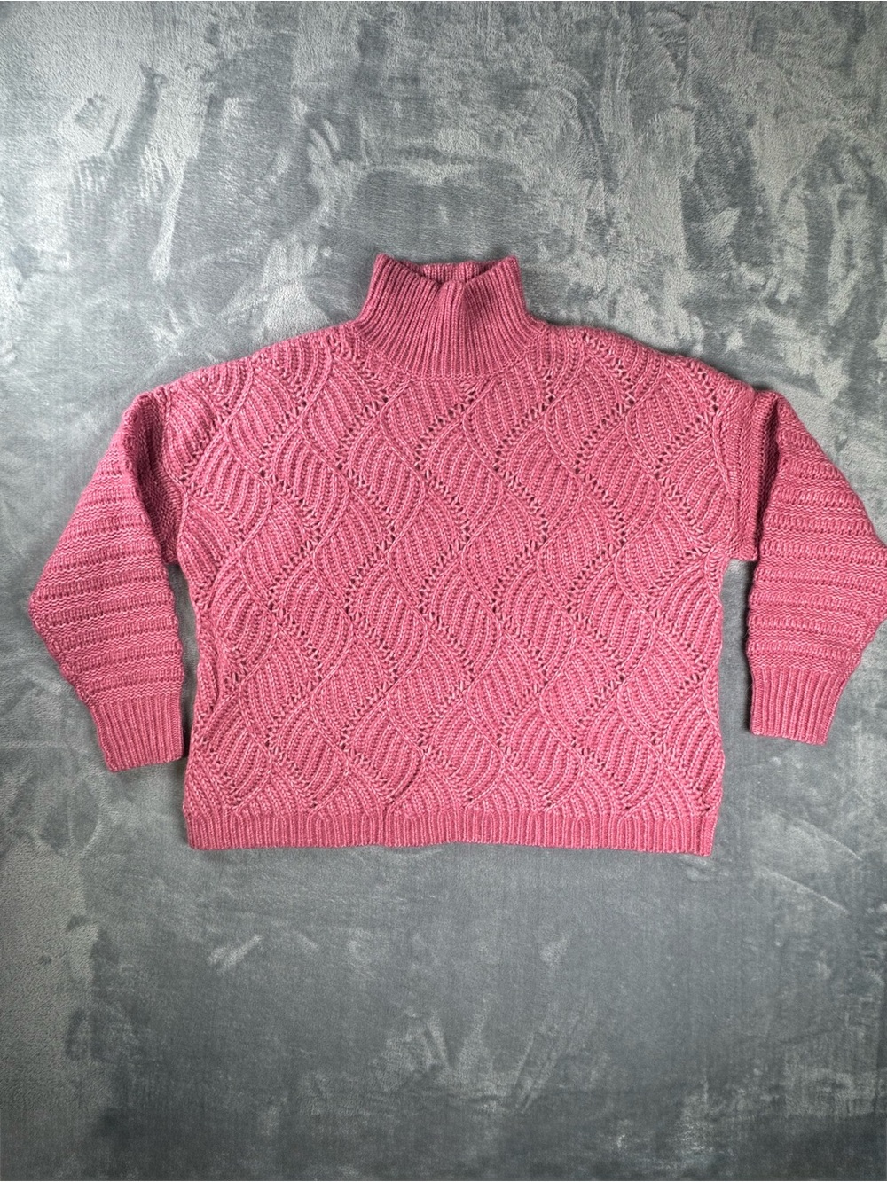 REISS Ola Sweater Womens M NWT Pink Oversized Cable Knit Wool Alpaca Turtleneck - Picture 3 of 14